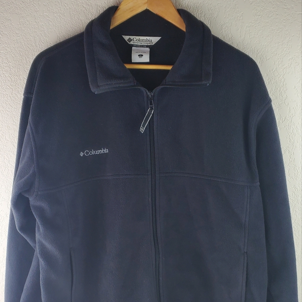 Columbia Black Fleece Jacket Size Large Mens, Pre-Owned
